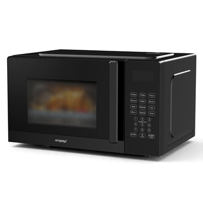 A black Vimpex over-the-range microwave oven with a digital control panel on the right side, shown from a three-quarter angle against a white background.