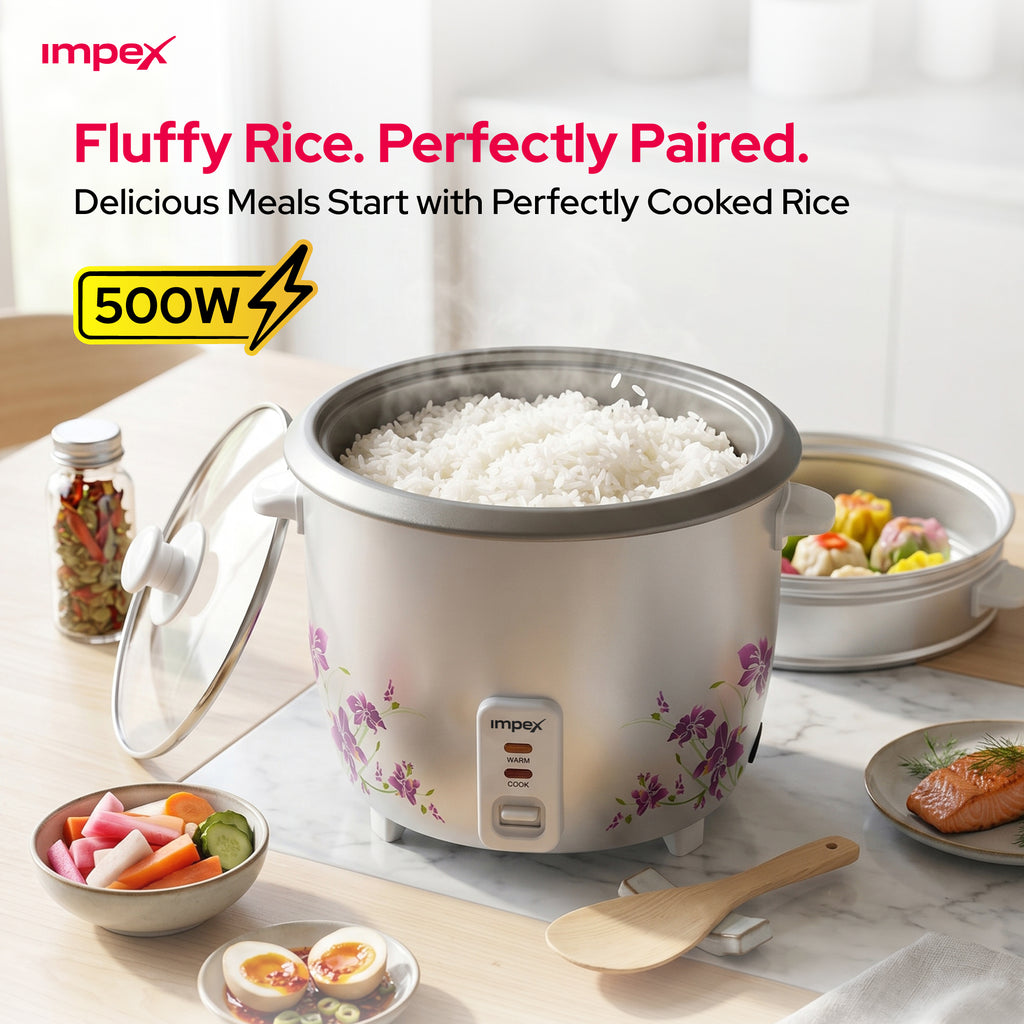 Impex RC2802 – 1.5 Litre 500W Electric Rice Cooker with Steamer Function