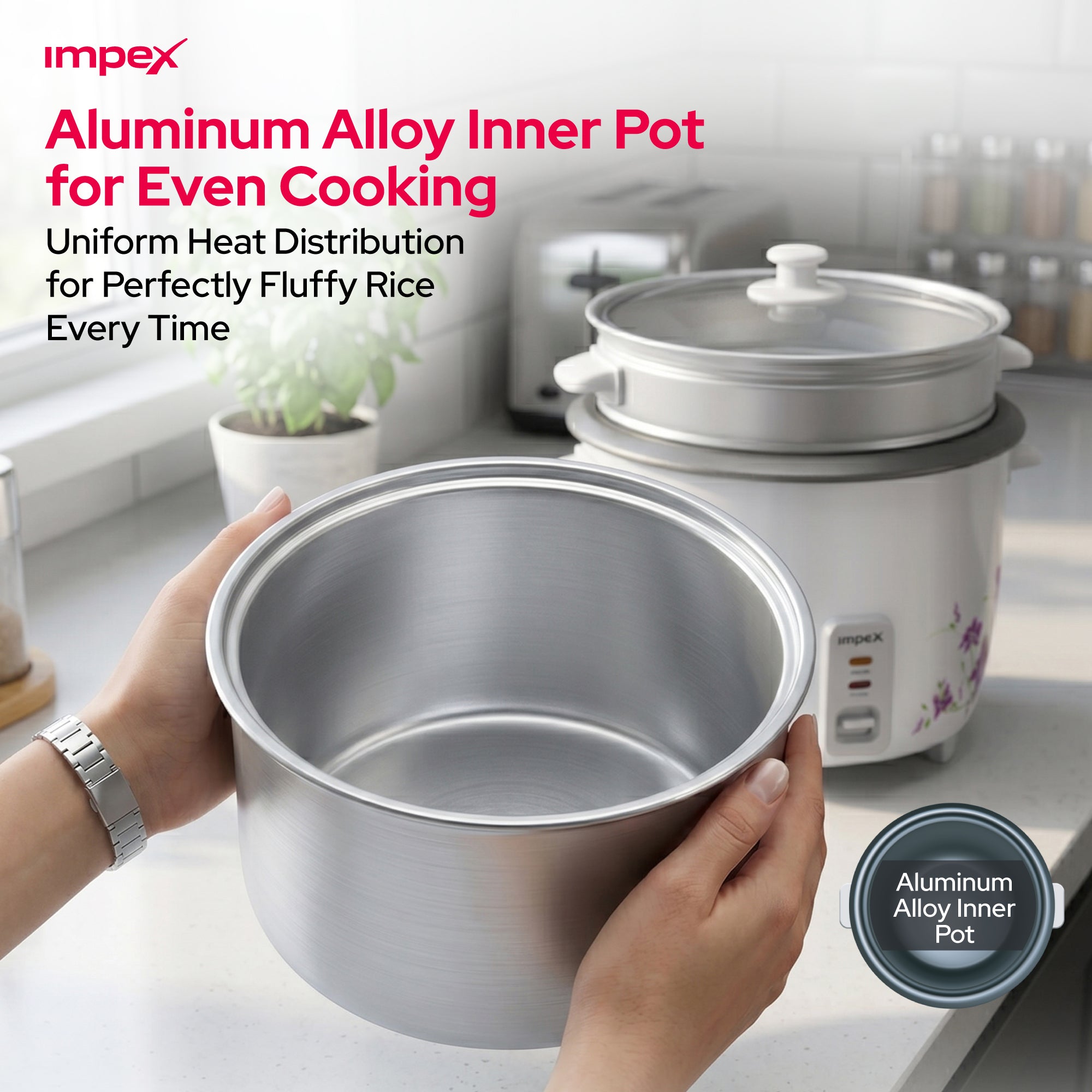 Impex RC2802 – 1.5 Litre 500W Electric Rice Cooker with Steamer Function