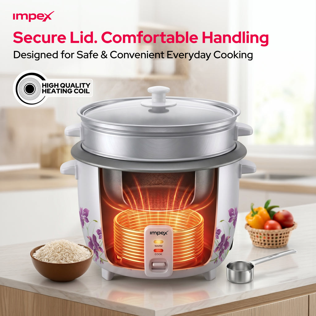 Impex RC2802 – 1.5 Litre 500W Electric Rice Cooker with Steamer Function