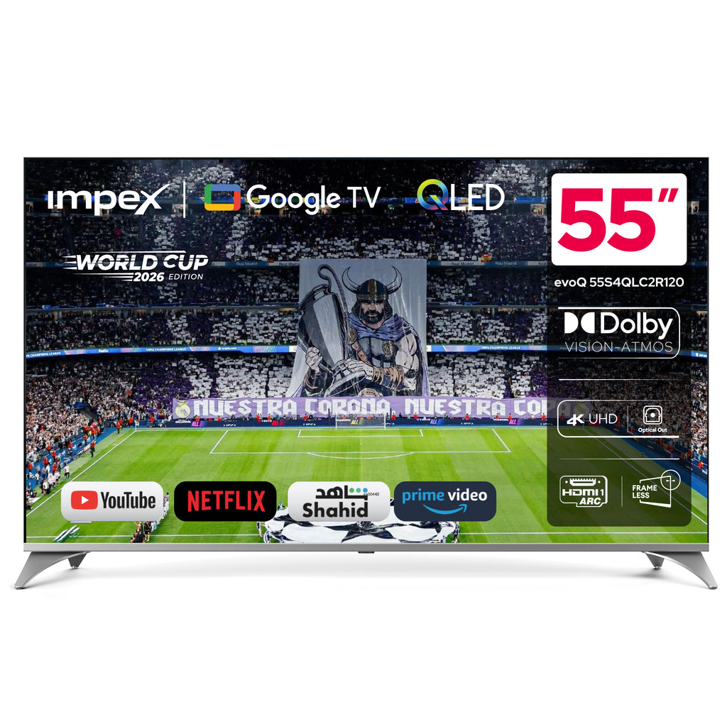 Impex evoQ 55S4QLC2R120 تلفزيون جوجل 55 بوصة QLED 4K 120Hz | دولبي فيجن وأتموس