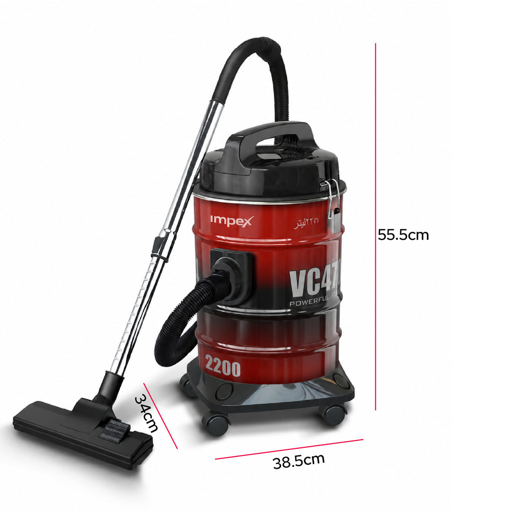 Impex VC4704 – 2200W 21L Drum Vacuum Cleaner with Blower Function