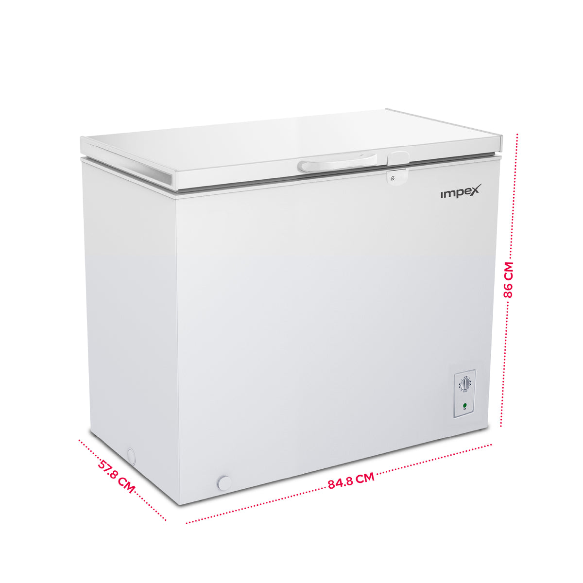 امبكس IMCF200W - فريزر أفقي سعة 200 لتر مع قفل وعجلات ومصباح داخلي