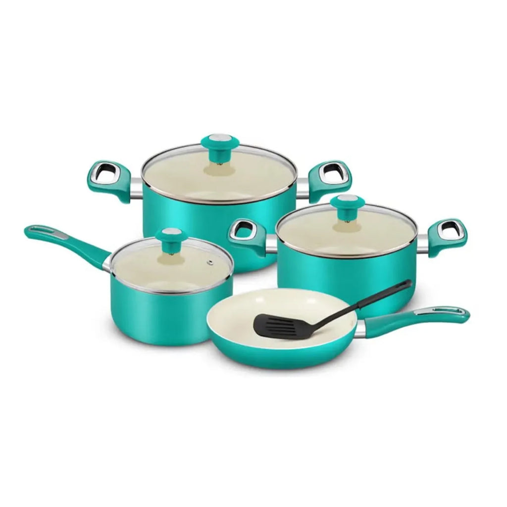 Delici 8-Piece Ceramic Nonstick Cookware Set Green NCC8TG | Made in India