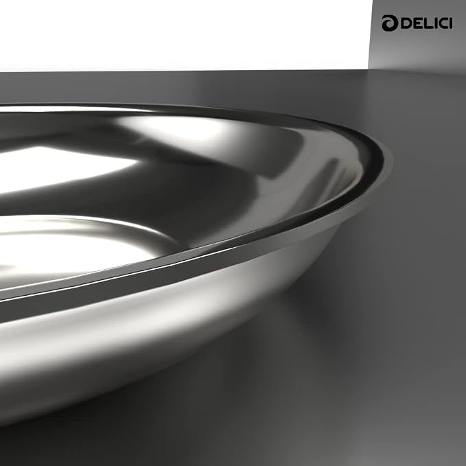 Delici Tri-Ply Stainless Steel Fry Pan 26CM | 304 Grade SS | Induction & Oven Safe | DTFP26