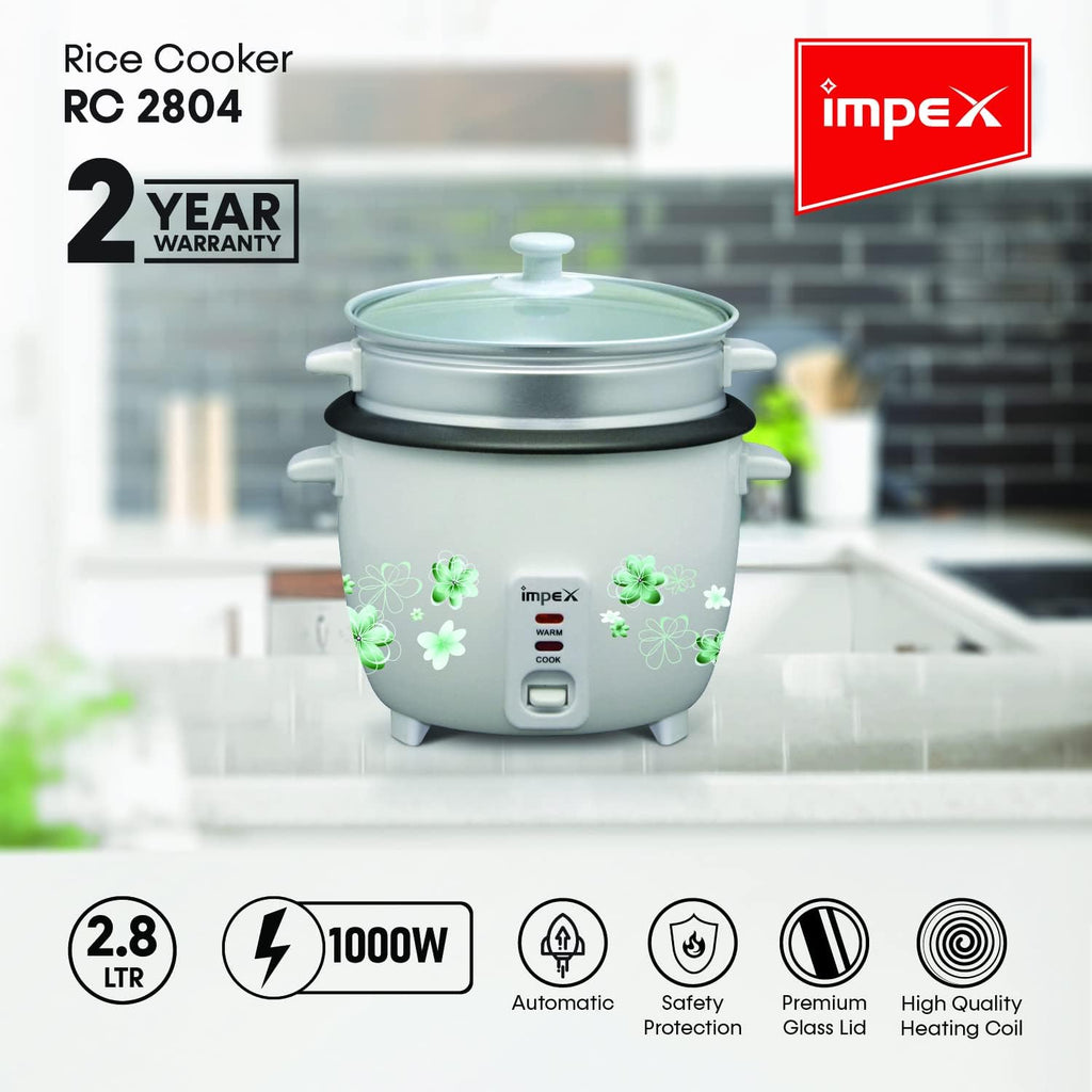 Impex RC2804 – 2.8 Litre 1000W Drum Rice Cooker with Steamer