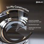 Delici Tri-Ply Stainless Steel Fry Pan 26CM | 304 Grade SS | Induction & Oven Safe | DTFP26