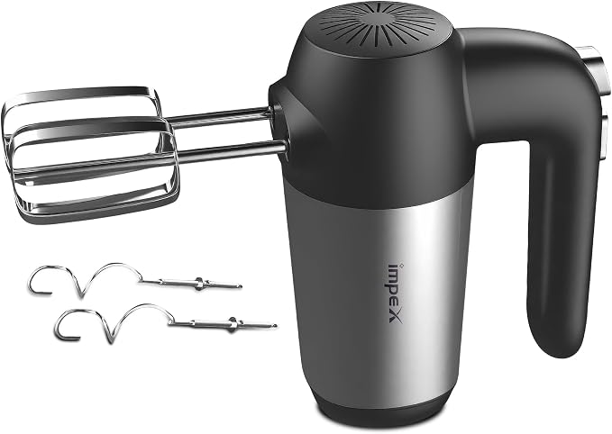 Impex HM3302 – 150W 5-Speed Hand Mixer with Turbo Function & Dough Hooks