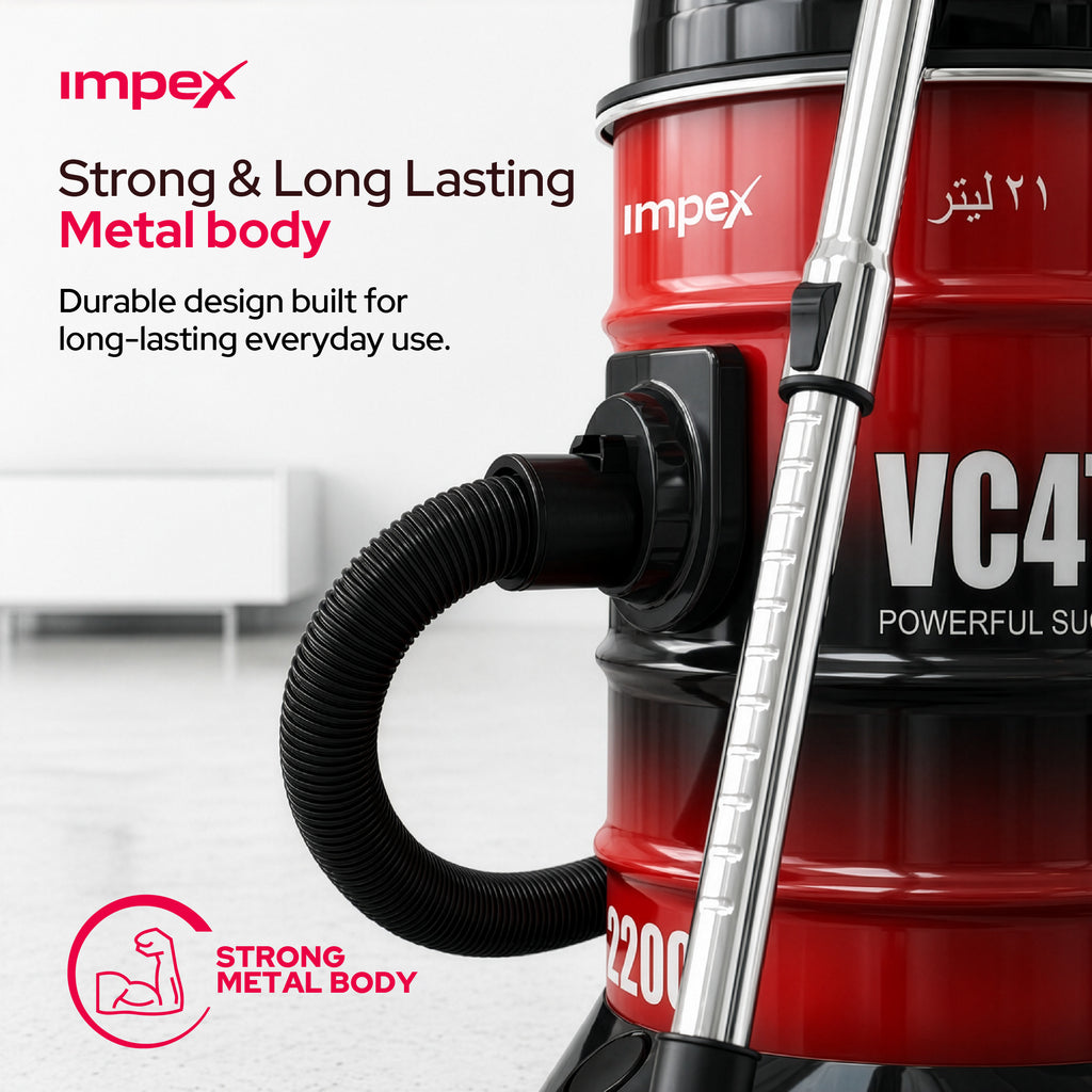 Impex VC4704 – 2200W 21L Drum Vacuum Cleaner with Blower Function