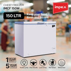 Impex IMCF150W – 150L Chest Freezer with Lock, Castor Wheels & Interior Lamp