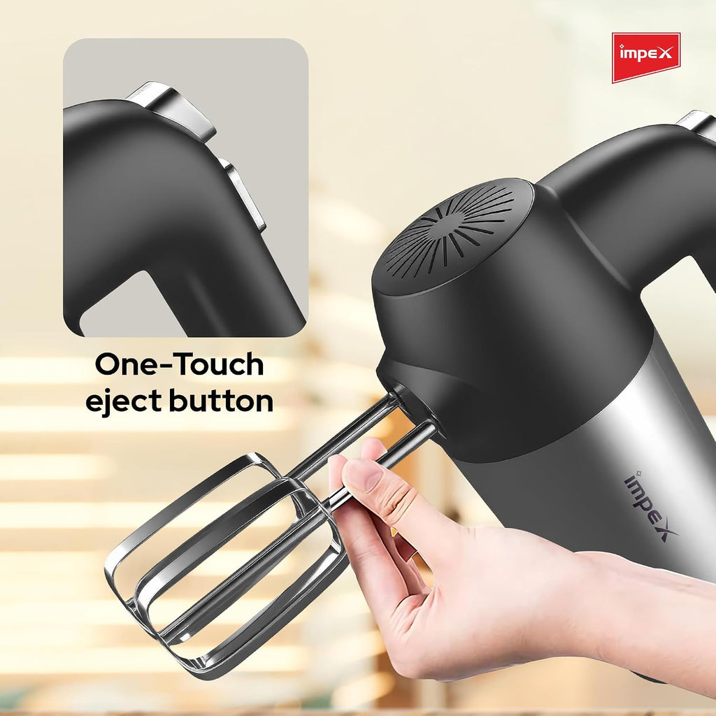 Impex HM3302 – 150W 5-Speed Hand Mixer with Turbo Function & Dough Hooks