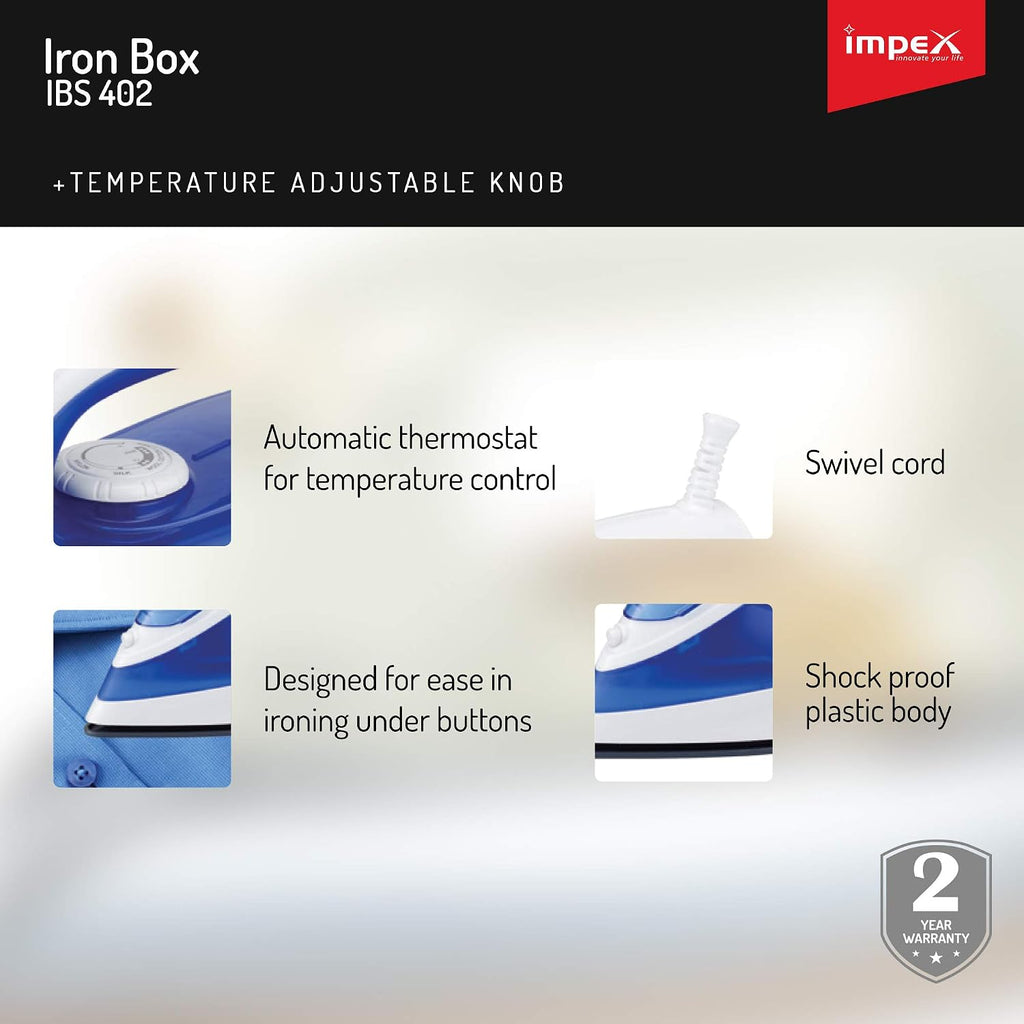 Impex Electric Steam Iron Box (IBS-402)