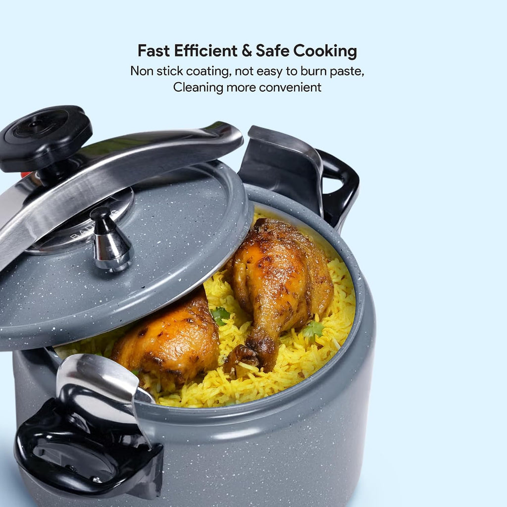 Delici Granite Aluminium Pressure Cooker 9 Litre | Gray | Safety Lock | 2-Year Warranty | DPC9G