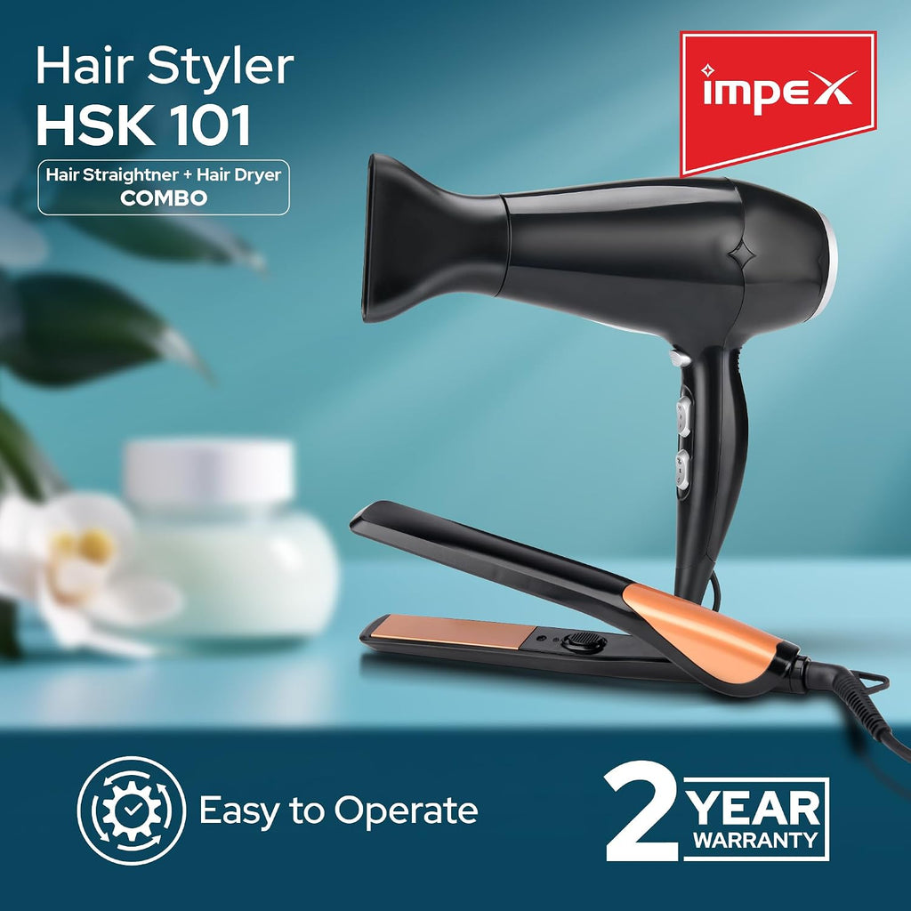 Impex HSK101 – مجفف ومصفف شعر كومبو