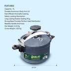 Delici Granite Aluminium Pressure Cooker 9 Litre | Gray | Safety Lock | 2-Year Warranty | DPC9G