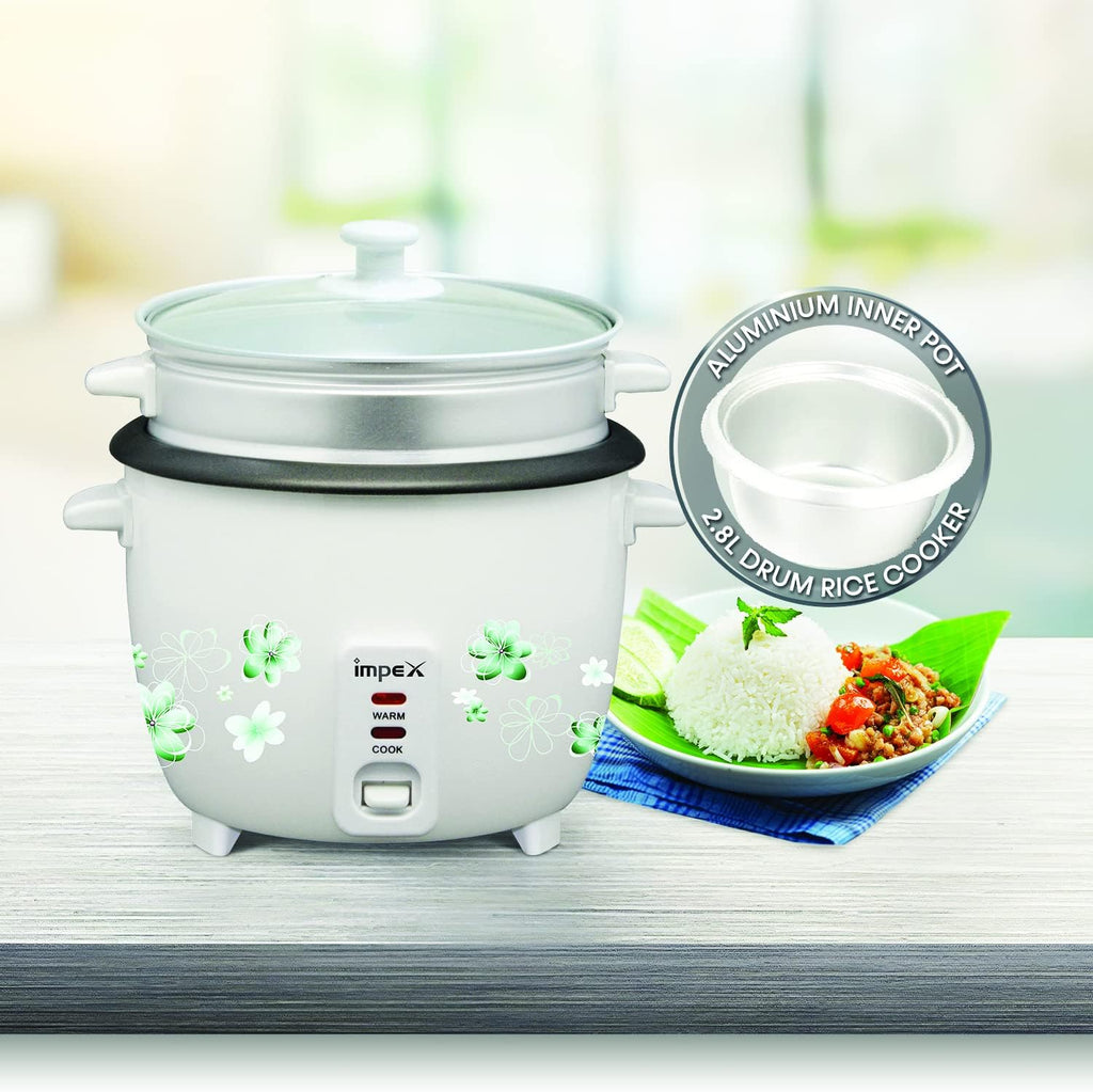 Impex RC2804 – 2.8 Litre 1000W Drum Rice Cooker with Steamer