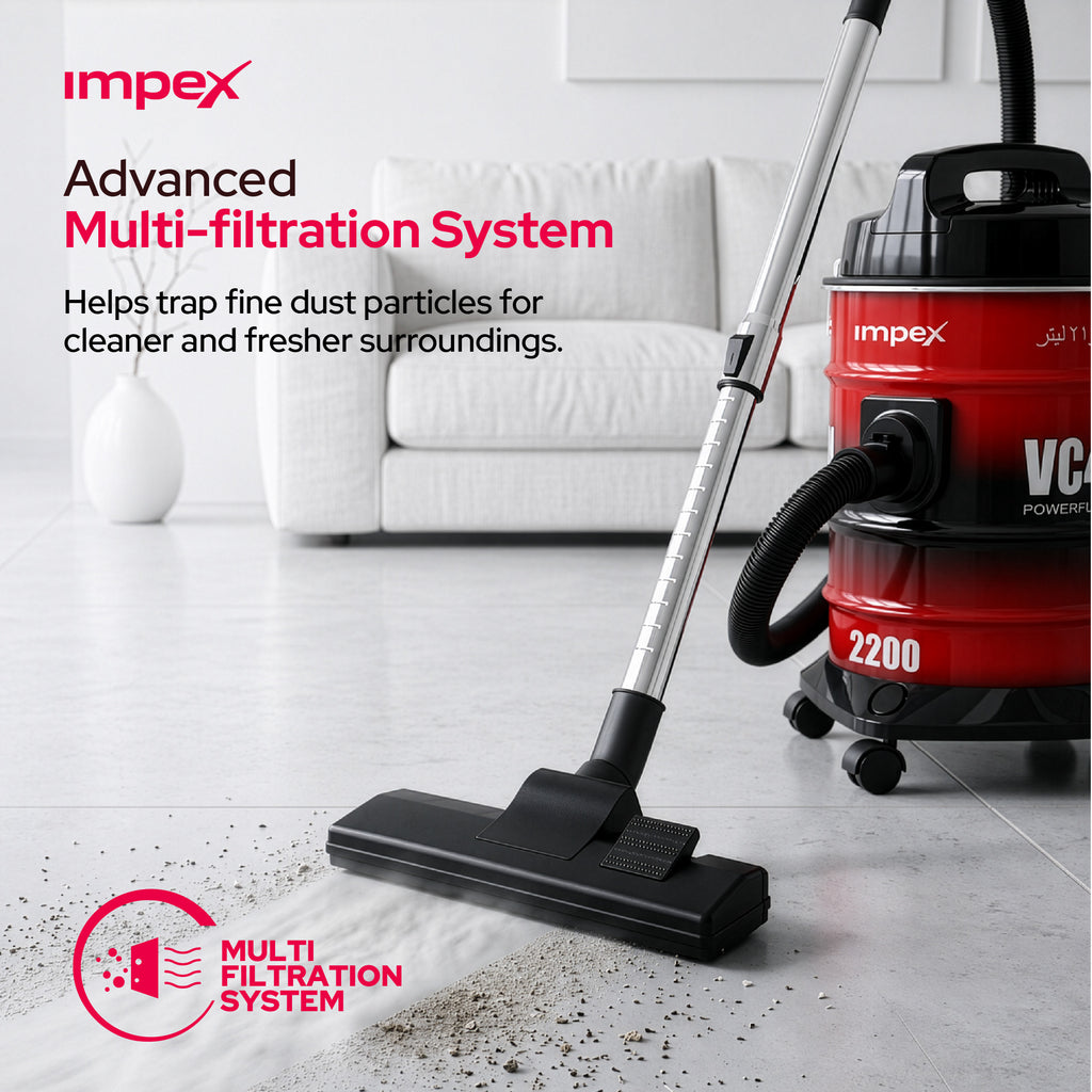 Impex VC4704 – 2200W 21L Drum Vacuum Cleaner with Blower Function