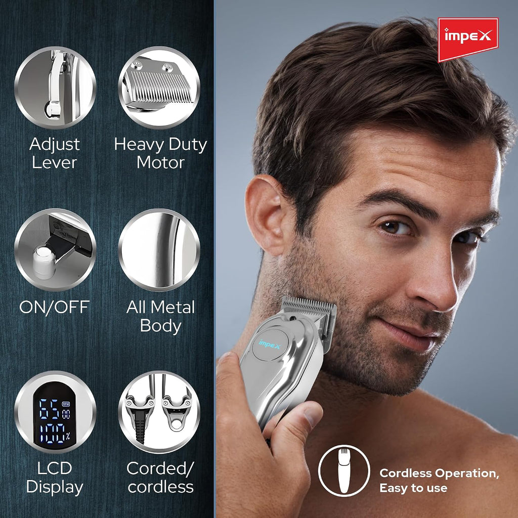 Impex IHC7 – Professional Hair Clipper with LED Display & 2000mAh Battery
