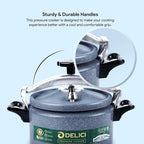 Delici Granite Aluminium Pressure Cooker 9 Litre | Gray | Safety Lock | 2-Year Warranty | DPC9G