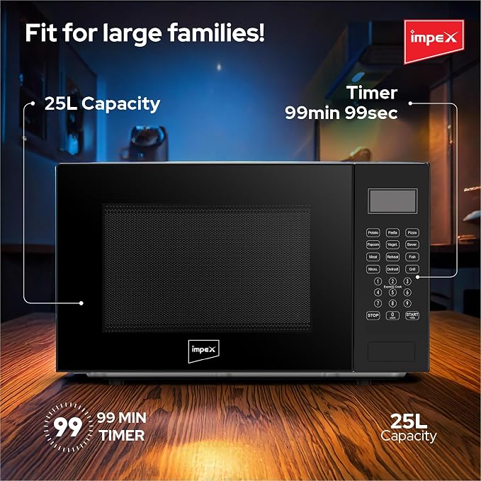 Impex MO8125DGB – 25L Digital Grill Microwave Oven with 9 Preset Menus