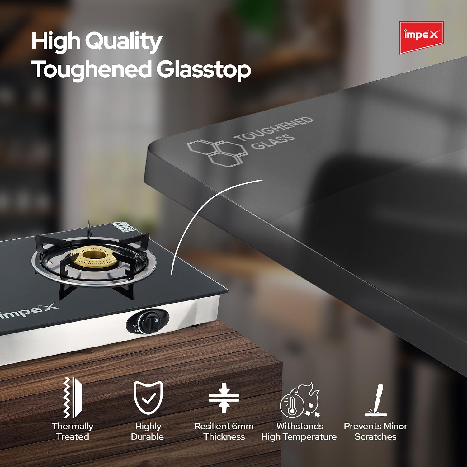موقد غاز إمبكس LP (إل بي) بـ2 شعلة زجاج (IGS-1212F)