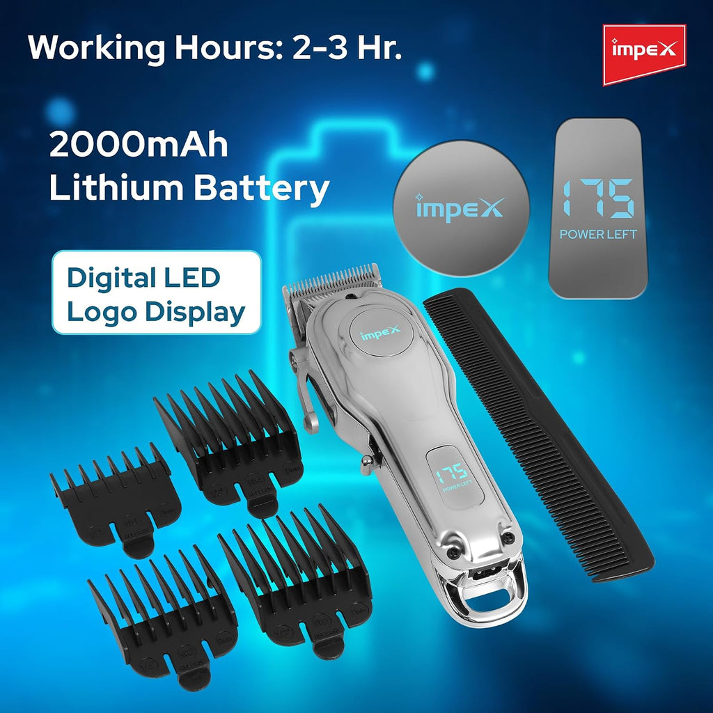 Impex IHC7 – Professional Hair Clipper with LED Display & 2000mAh Battery
