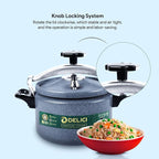 Delici Granite Aluminium Pressure Cooker 9 Litre | Gray | Safety Lock | 2-Year Warranty | DPC9G