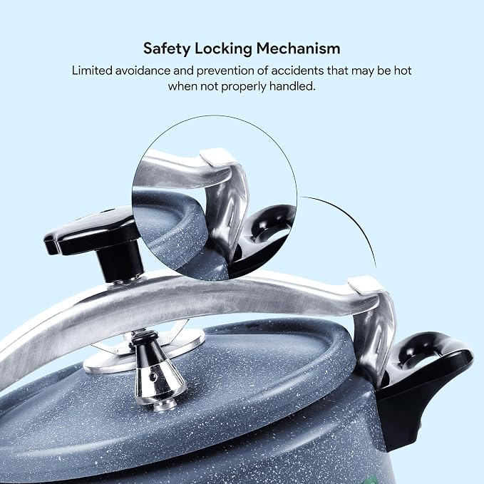 Delici Granite Aluminium Pressure Cooker 9 Litre | Gray | Safety Lock | 2-Year Warranty | DPC9G