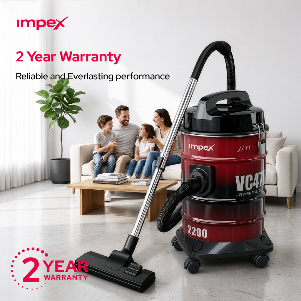 Impex VC4704 – 2200W 21L Drum Vacuum Cleaner with Blower Function