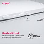 امبكس IMCF200W - فريزر أفقي سعة 200 لتر مع قفل وعجلات ومصباح داخلي