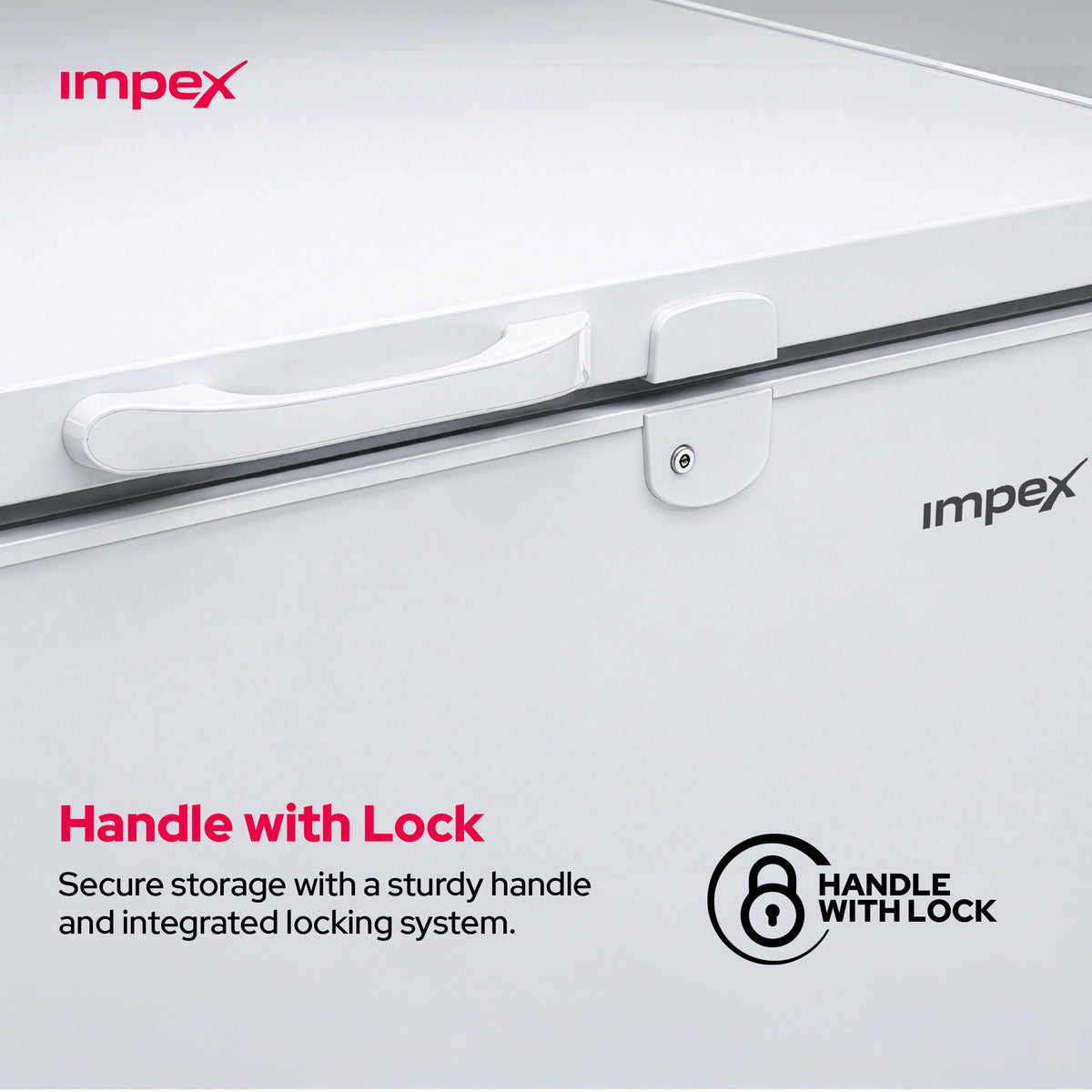 امبكس IMCF200W - فريزر أفقي سعة 200 لتر مع قفل وعجلات ومصباح داخلي