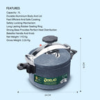 Delici Granite Aluminium Pressure Cooker 7 Litre Gray – DPC 7G | 2-Year Warranty