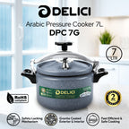 Delici Granite Aluminium Pressure Cooker 7 Litre Gray – DPC 7G | 2-Year Warranty