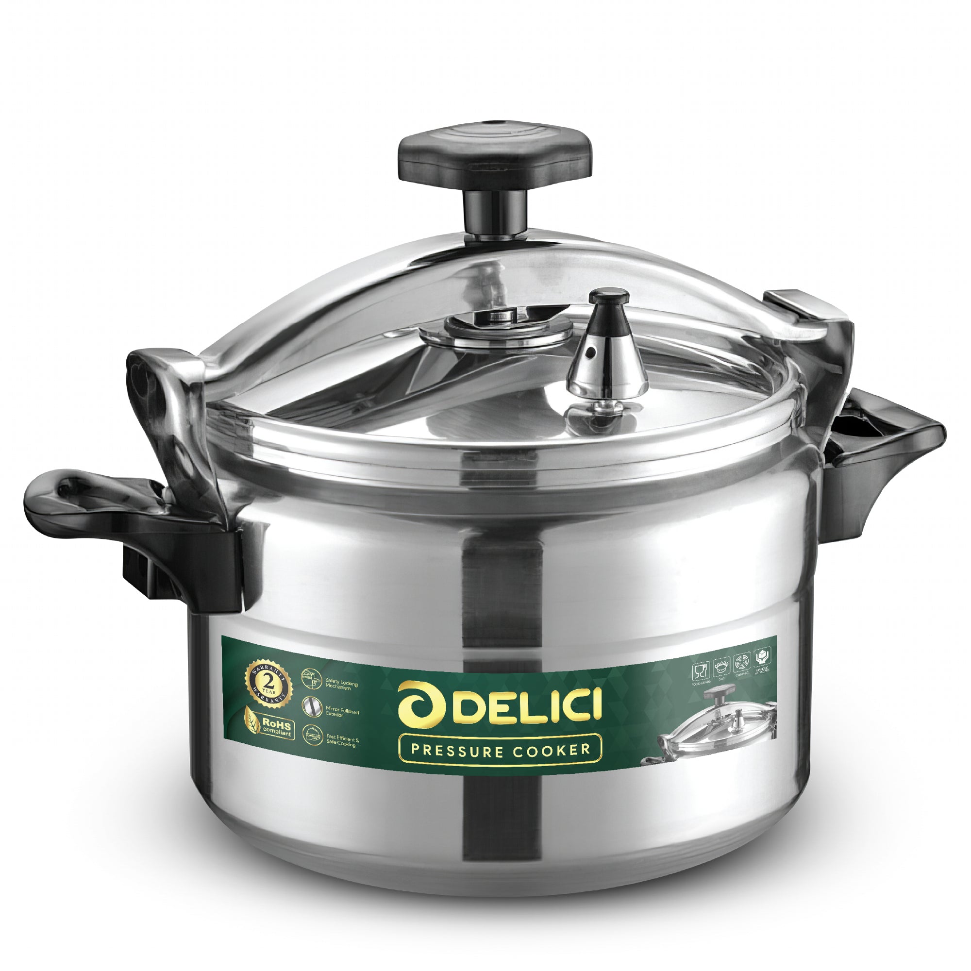 Delici Aluminium Pressure Cooker 5 Litre – DPC 5A | Safety Lock & 2-Year Warranty