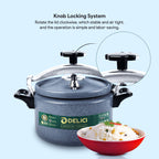 Delici Granite Aluminium Pressure Cooker 5 Litre Gray – DPC 5G | 2-Year Warranty