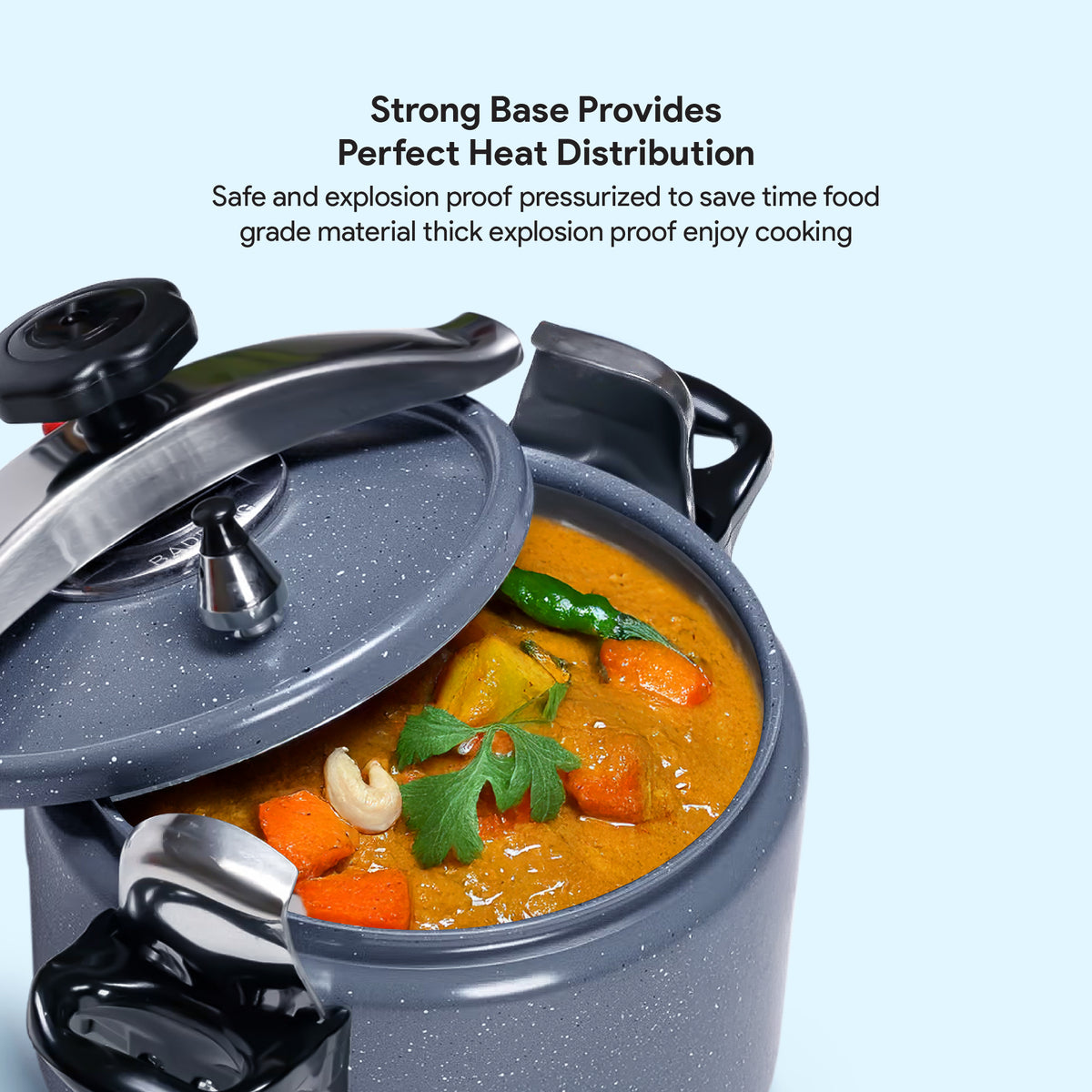 Delici Granite Aluminium Pressure Cooker 5 Litre Gray – DPC 5G | 2-Year Warranty
