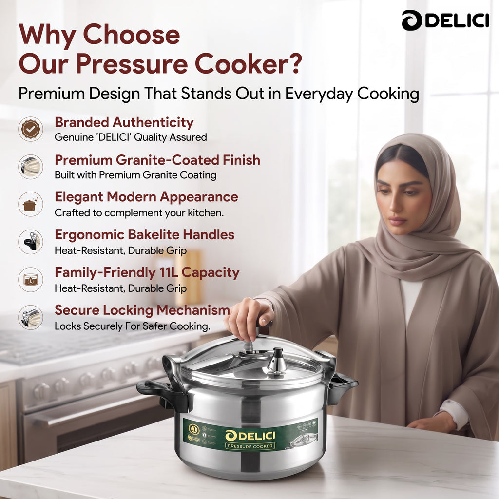 Aluminium Pressure Cooker 11 Litre – DPC 11A | Safety Lock & 2-Year Warranty