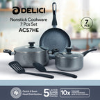 Delici Hammertone Nonstick Cookware 7-Piece Set – ACS7HE | PFOA-Free, Dishwasher Safe
