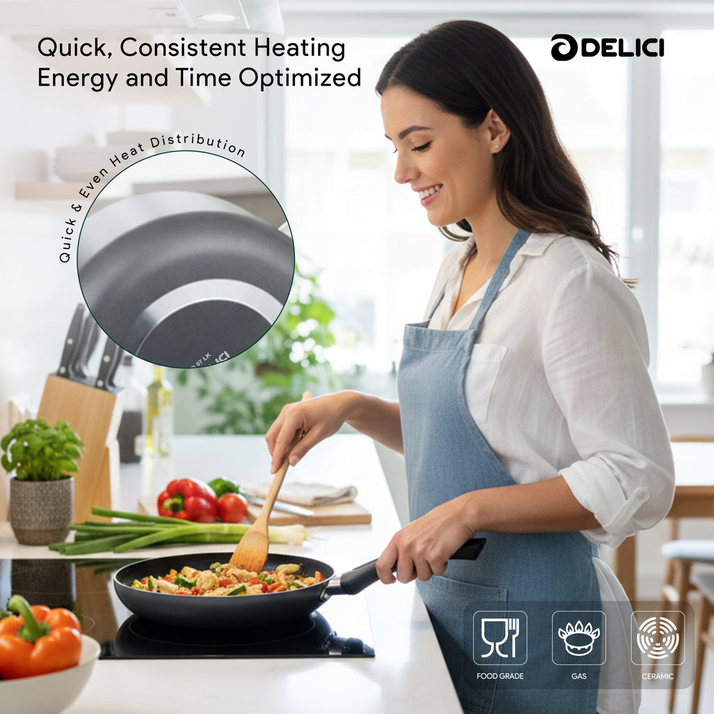 Delici Granite Nonstick Cookware 8-Piece Set – NCS8G | PFOA-Free, Glass Lids, Dishwasher Safe