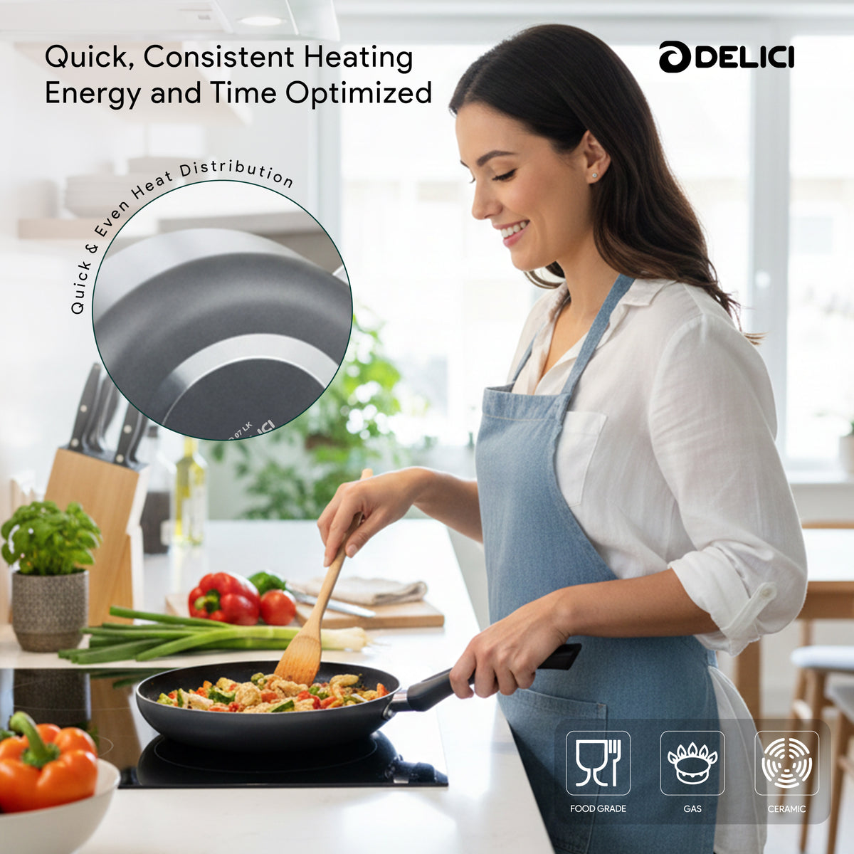 Delici Granite Nonstick Cookware 8-Piece Set – NCS8G | PFOA-Free, Glass Lids, Dishwasher Safe
