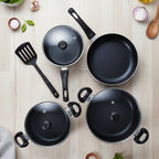 Delici Granite Nonstick Cookware 8-Piece Set – NCS8G | PFOA-Free, Glass Lids, Dishwasher Safe