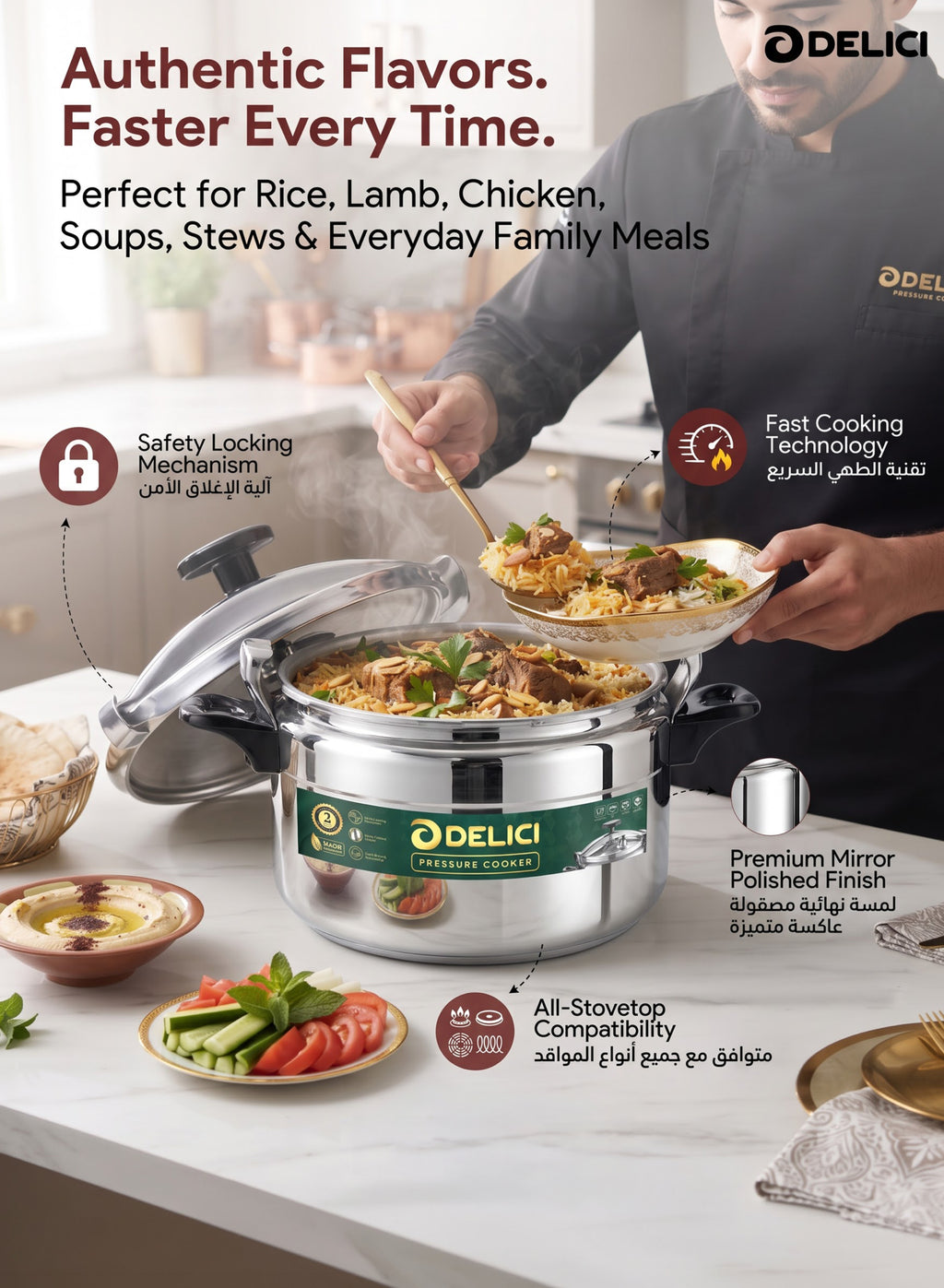 Aluminium Pressure Cooker 9 Litre – DPC 9A | Safety Lock & 2-Year Warranty