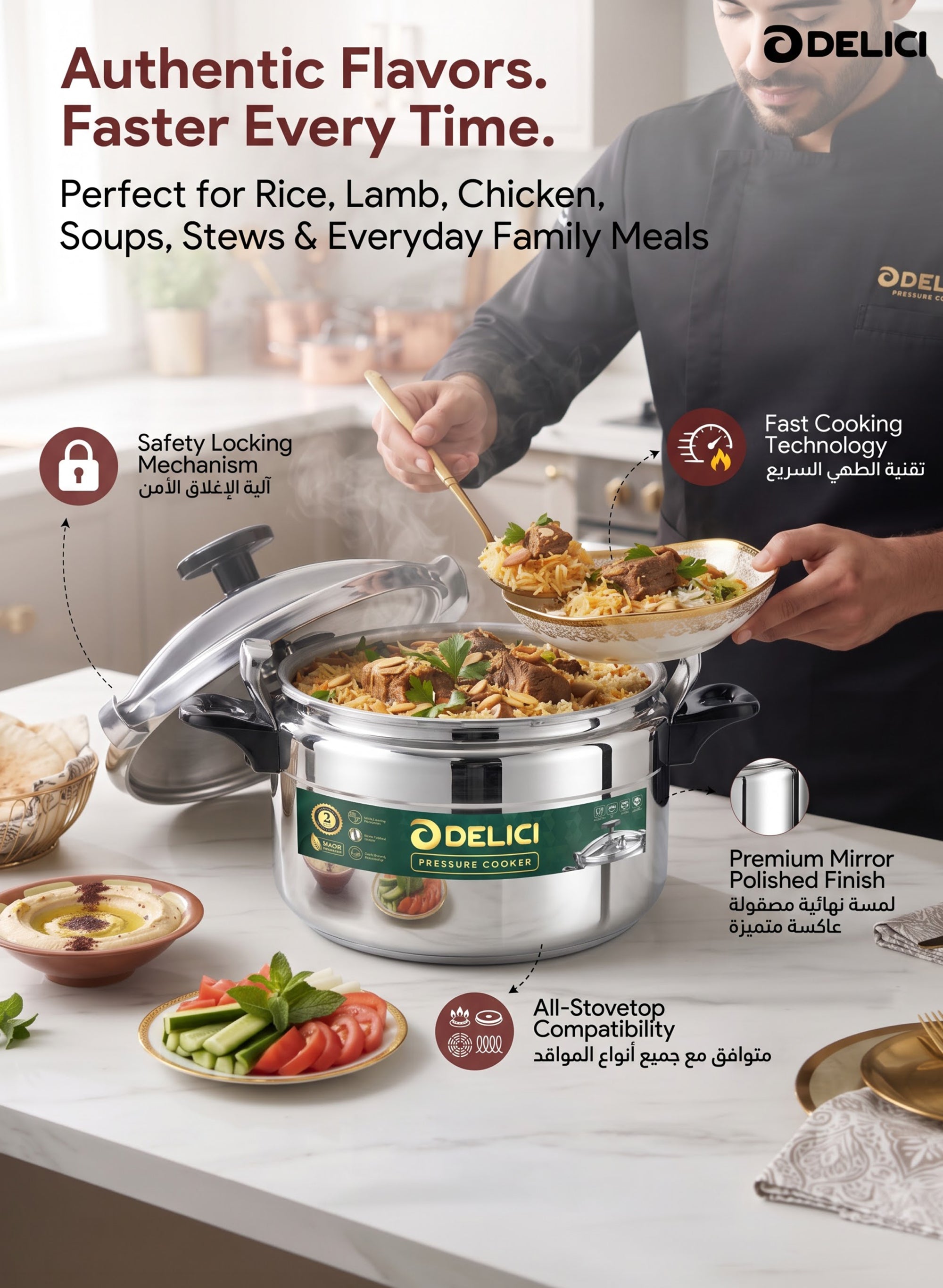 Aluminium Pressure Cooker 9 Litre – DPC 9A | Safety Lock & 2-Year Warranty