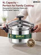 Aluminium Pressure Cooker 9 Litre – DPC 9A | Safety Lock & 2-Year Warranty