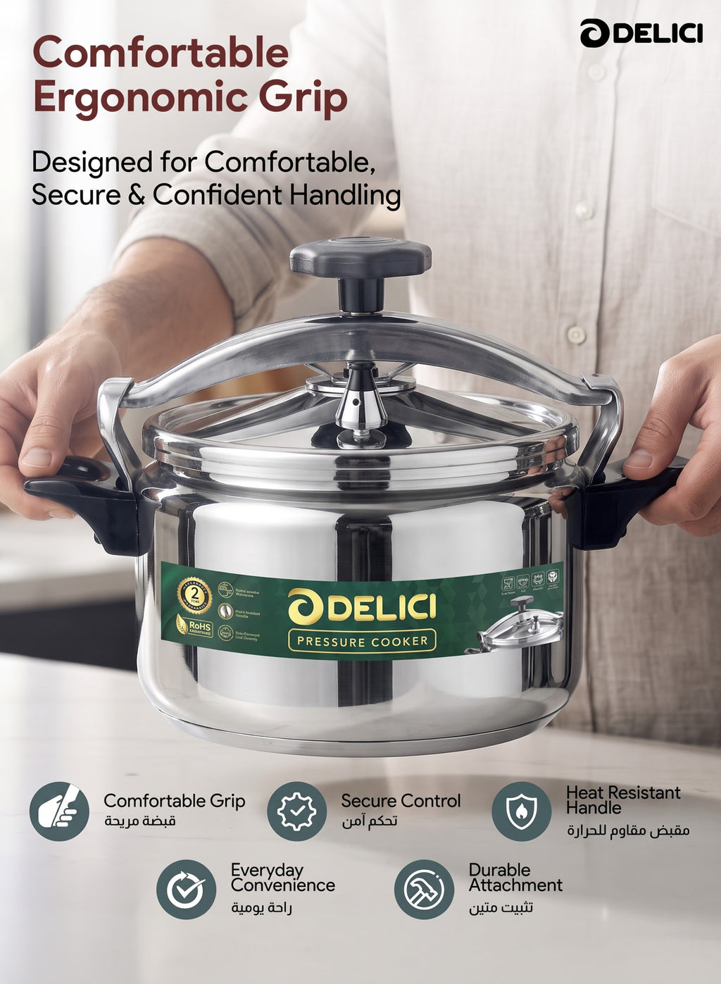 Aluminium Pressure Cooker 9 Litre – DPC 9A | Safety Lock & 2-Year Warranty