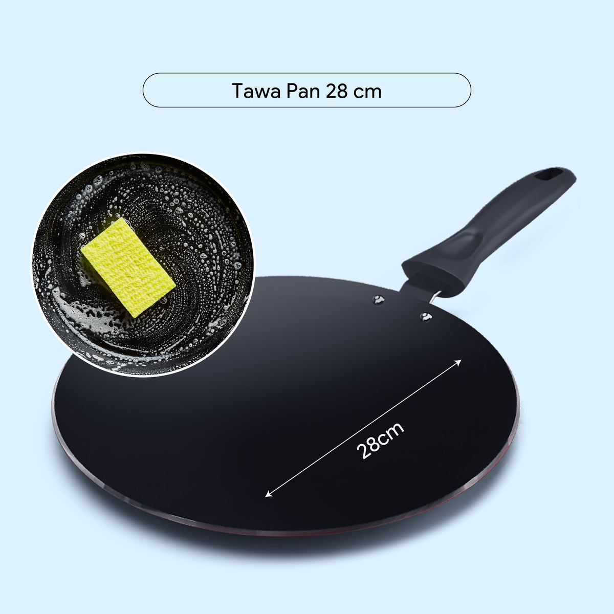 Delici Nonstick Concave Tawa 28 cm – ACTP28ME | PFOA-Free, Dishwasher Safe