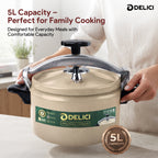Delici Granite Aluminium Pressure Cooker 5 Litre Beige – DPC 5B | 2-Year Warranty