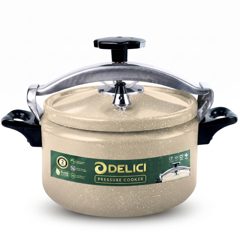 Delici Granite Aluminium Pressure Cooker 7 Litre Beige – DPC 7B | 2-Year Warranty