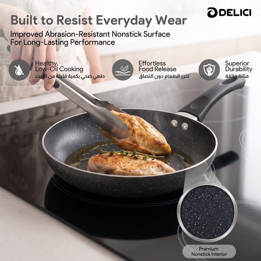 Delici Granite Gray Nonstick Fry Pan 22 cm – AFP22GE | PFOA-Free, Dishwasher Safe