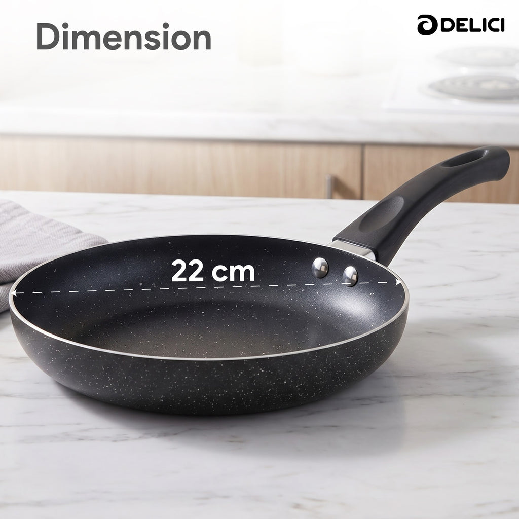 Delici Granite Gray Nonstick Fry Pan 22 cm – AFP22GE | PFOA-Free, Dishwasher Safe